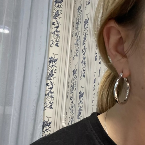 Chunky Large Hoop Earrings | 925 Sterling Silver - Picture 6 of 11